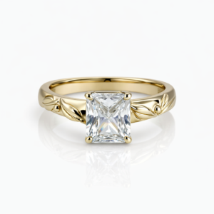 Eternal Radiance Leaf Solitaire Ring 14k gold filled solitaire ring with zirconia and leaf design