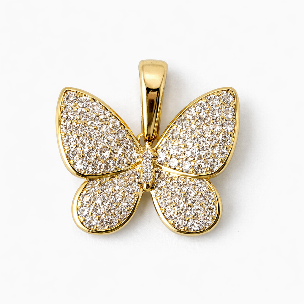 Celeste Butterfly Charm pendant 14k gold filled butterfly zirconia pendant