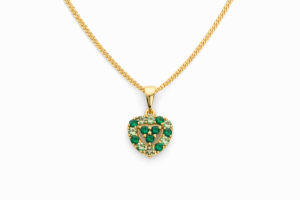 Emerald Lumière Heart Necklace 14k gold filled green heart zirconia pendant necklace