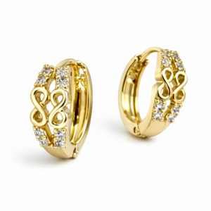 14k gold filled infinity huggie hoop earrings with cubic zirconia