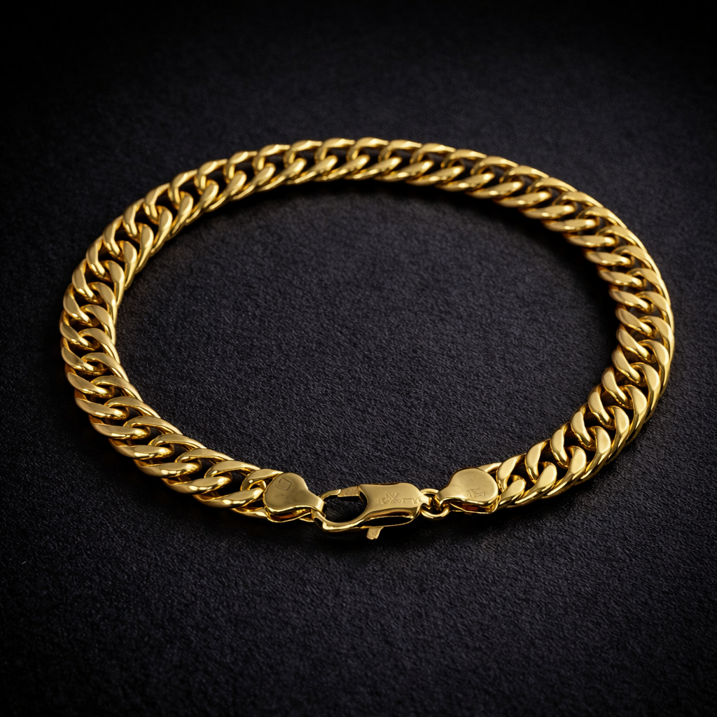 14K gold filled men's Cuban link bracelet 19cm luxury gold bracelet