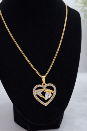 Sacred Heart Embrace Necklace 14k gold filled heart pendant with cubic zirconia