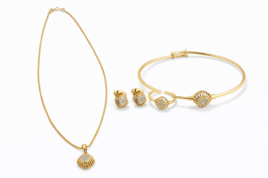 Rombo Heart Jewelry Set with 35cm Chain 14K Gold Filled