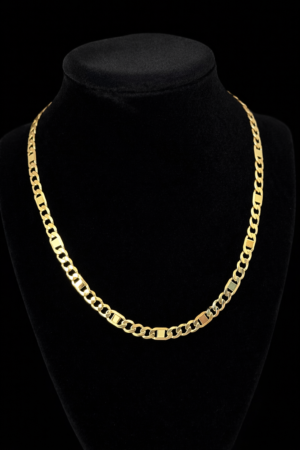 Milano Figaro Chain 14K Gold Filled men's gold chain necklace on black bust