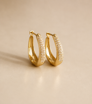 14K Gold Laminated CZ Hoop Earrings – Luxury Gold Earrings